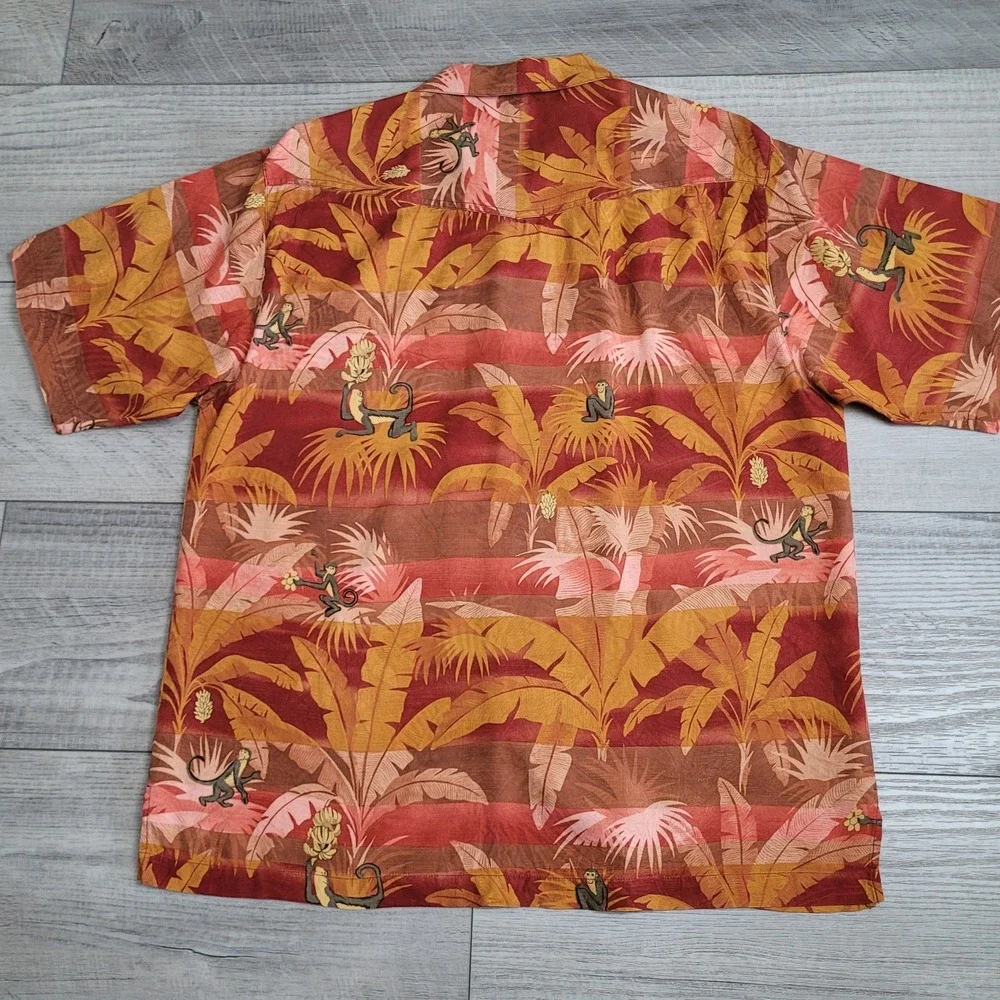 🌴Tommy Bahama Relax 100% Silk Camp Shirt Mens M Tropical Monkey Hawaiian Resort